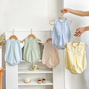 新生儿三角哈衣可爱宝宝超萌衣服 薄款 婴儿包屁衣无袖 连体衣夏季