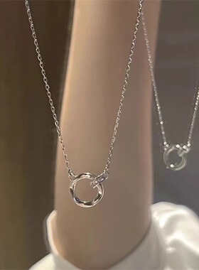 S925纯银莫比乌斯环项链女轻奢小众配饰2025年新款爆款高级锁骨链