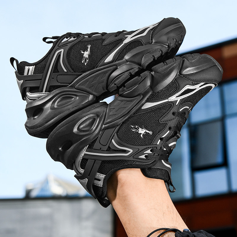 网面透气运动鞋男2026夏季防臭青少年跑步鞋男厚底增高大码休闲鞋