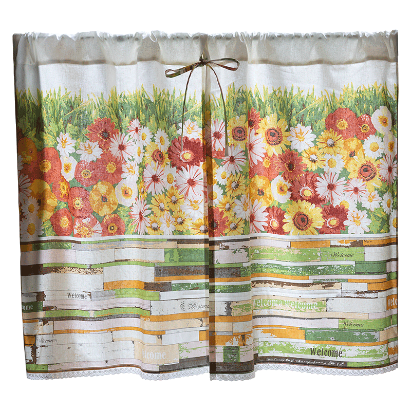 棉麻隔断帘田园门帘清新小半帘