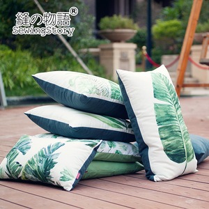 缝物语热带植物北欧双面麻布布艺印花客厅卧室抱枕汽车沙发靠垫