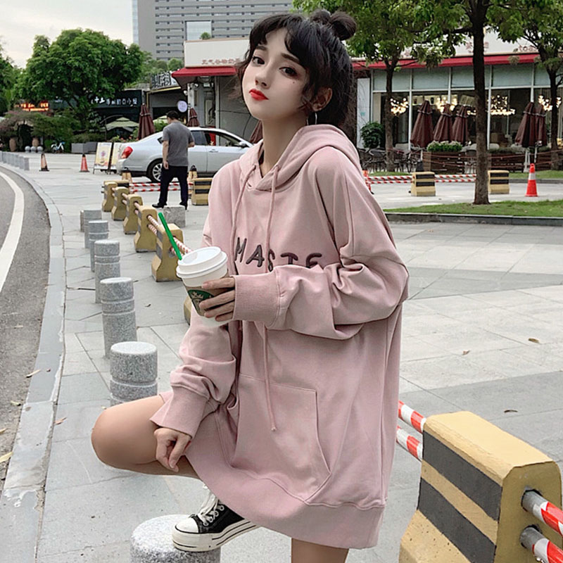 2019新款春秋韩版原宿慵懒风bf宽松薄款套头连帽卫衣女学生上衣潮