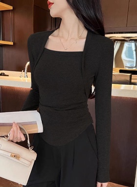 秋冬季新款德绒打底衫女T恤一字领长袖气质显瘦修身保暖休闲上衣