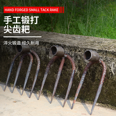 钉耙农具铁耙子松土神器二三齿耙刨红薯锄头家用种菜翻地农用工具