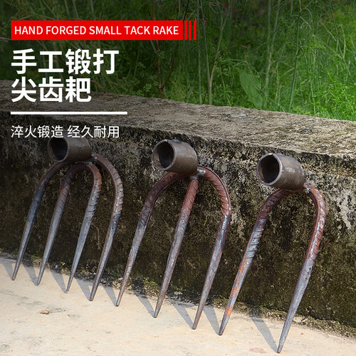 钉耙农具铁耙子松土神器二三齿耙刨红薯锄头家用种菜翻地农用工具