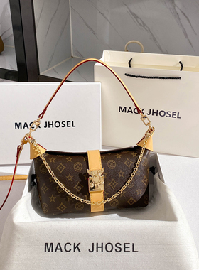 MACK JHOSEL老花复古腋下包包女士2026新款通勤百搭单肩牛角包