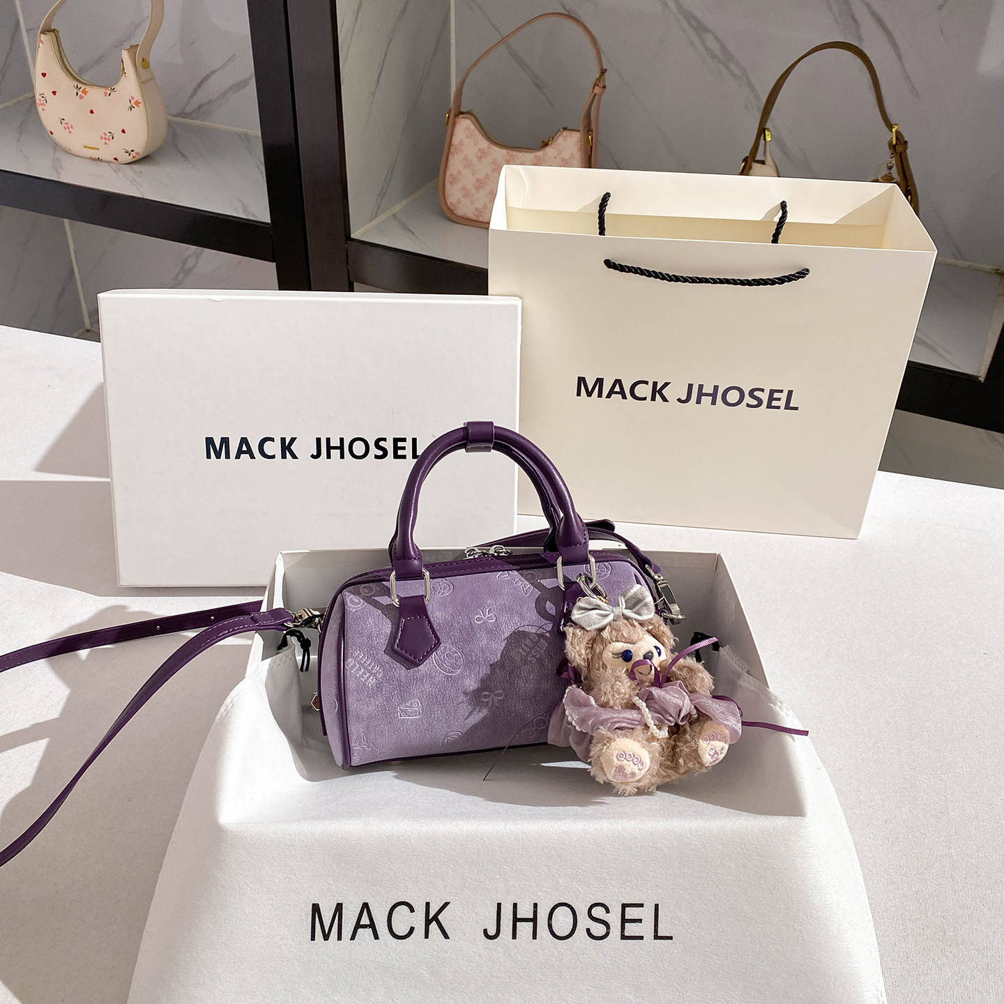 MACKJHOSEL复古设计压花波士顿包