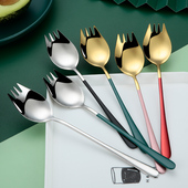 叉勺子一体304不锈钢叉子勺子二合一两用儿童意面叉沙拉勺沙律叉