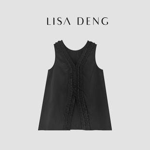 饰天丝亚麻显瘦马甲 LISADENG｜ 半岛铁盒 法式 赫本风立体花瓣装