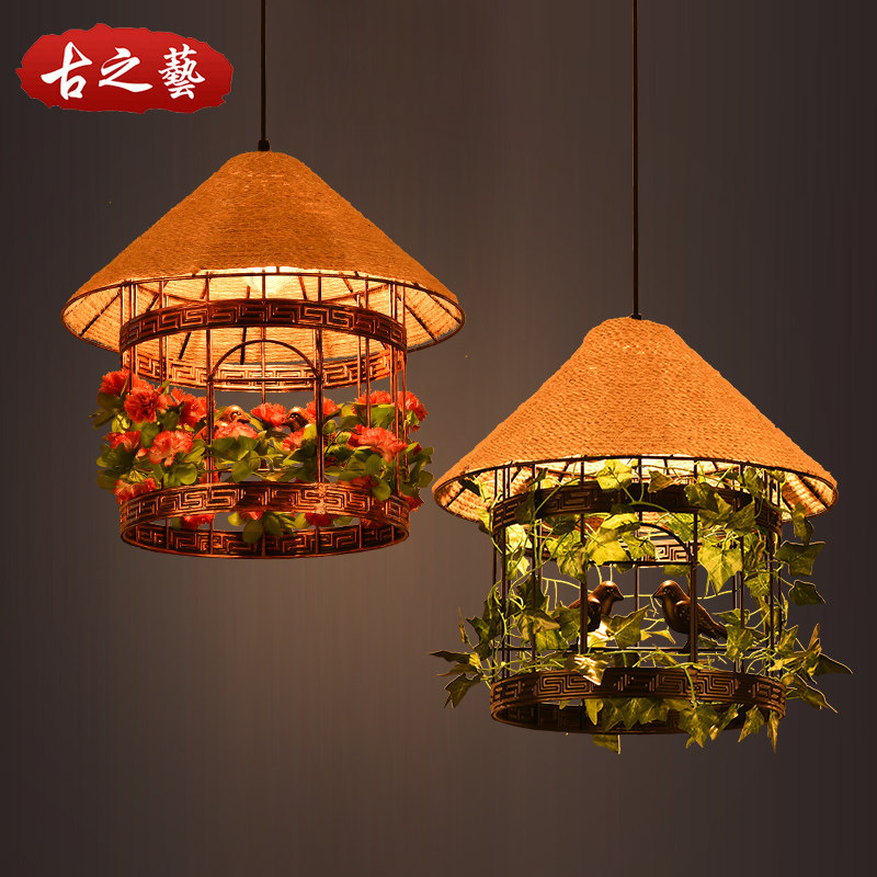 美式工业复古LOFT鸟笼个性创意麻绳餐厅服装店阳台酒吧网咖吊灯