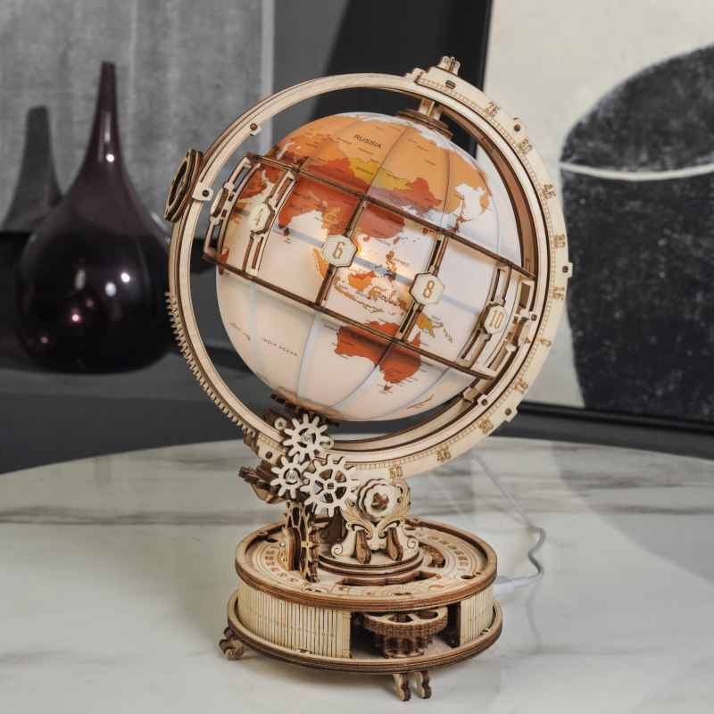 若客 地球仪视界DIY手工木质拼装立体拼图发光创意儿童夜灯益智潮