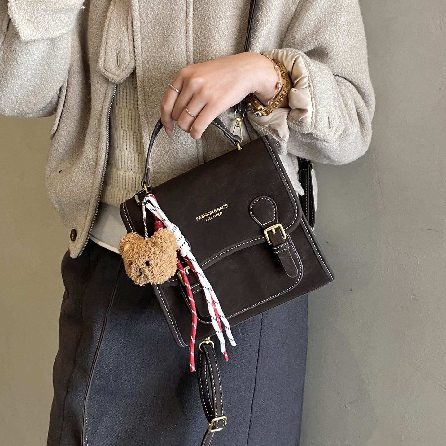 韩国少女学院风迷你双肩包森系多用小包包2025新款时尚复古小背包