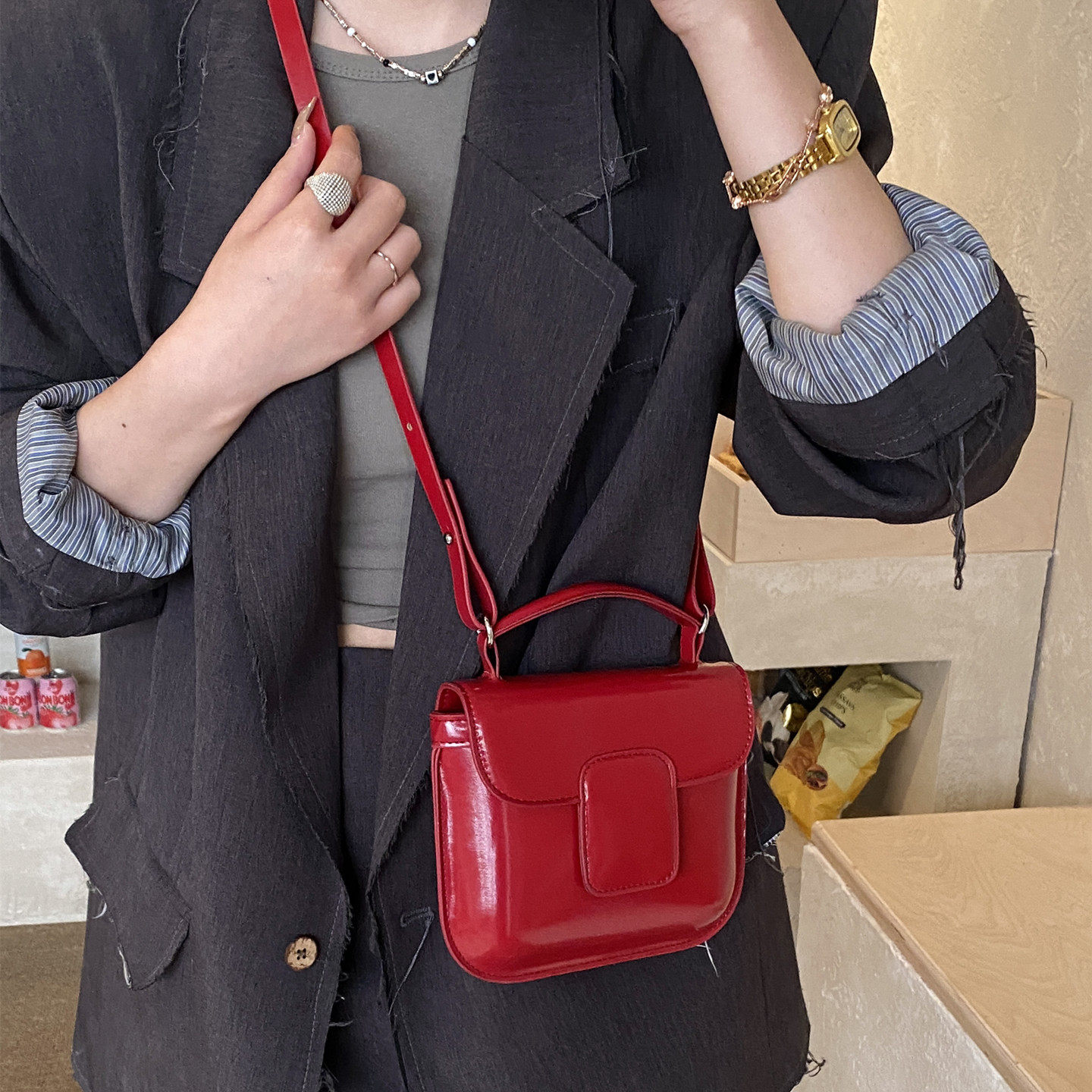 港风森系小众斜挎包女2026春季新款复古百搭单肩包时尚质感小包包,箱包皮具/热销女包/男包,小方包,淘宝优惠券,粉丝福利购,淘宝优惠卷