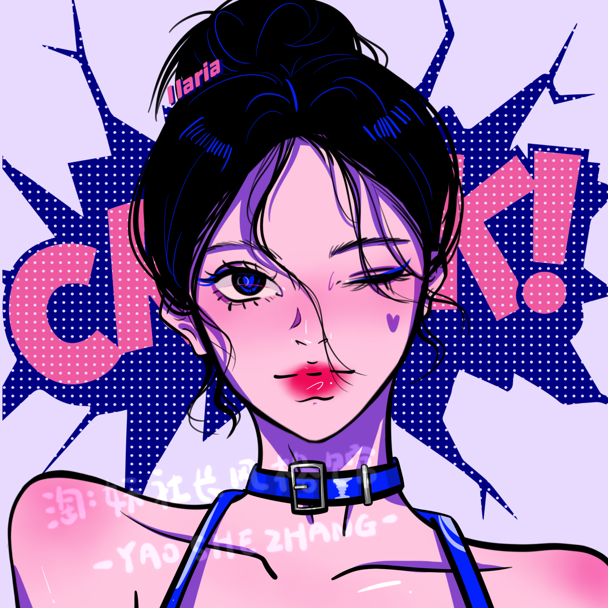 原创甜酷ins可爱头像高级赛博朋克蒸汽波情侣女生日礼物手绘照片