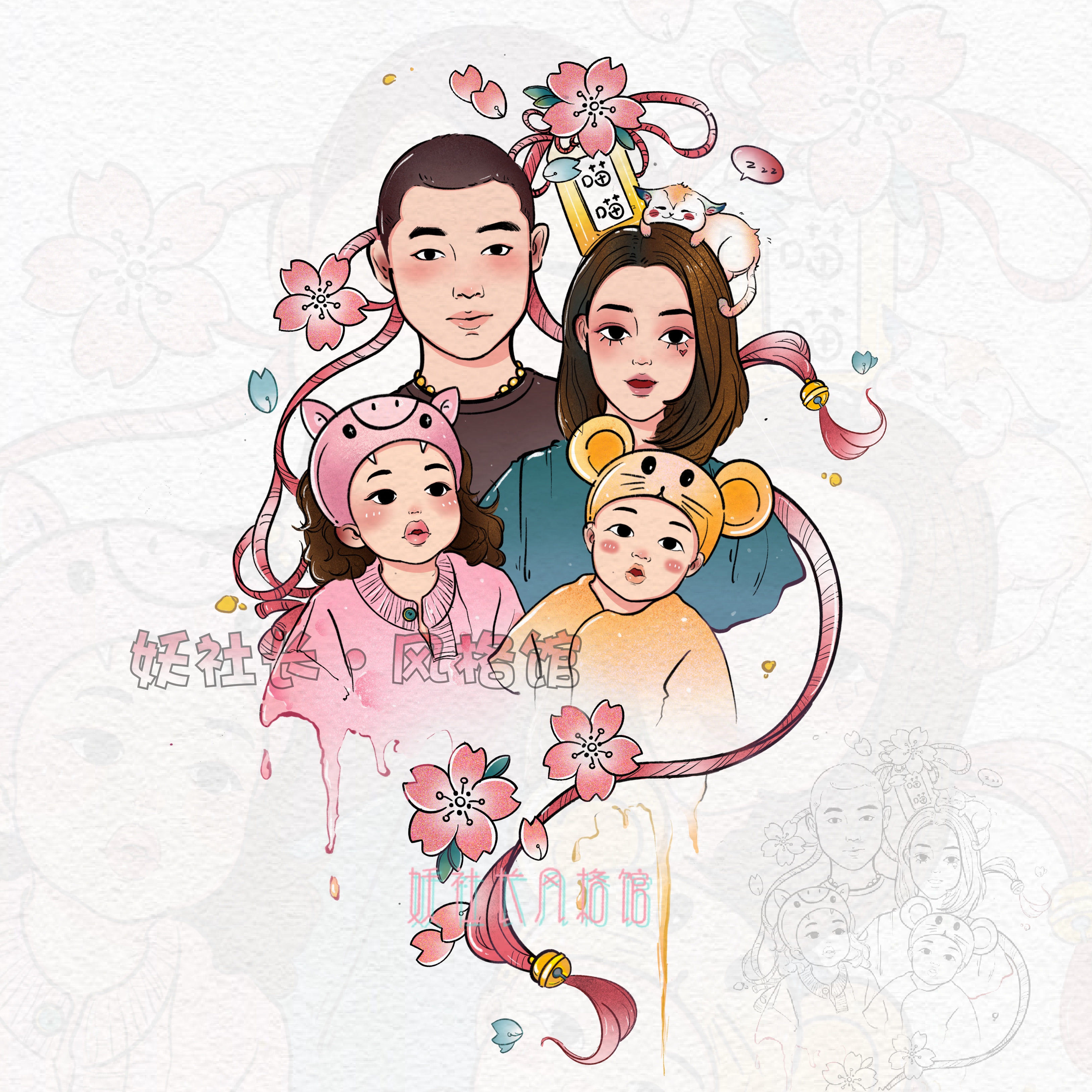 原创纹身手稿设计图案 彩色花臂 卡通漫画头像 oldschool定制手绘