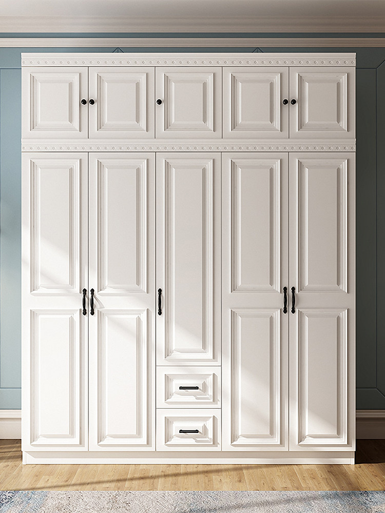 Wardrobe home bedroom American style cabinet plate assembly four five six door plus top cabinet simple modern economical wardrobe