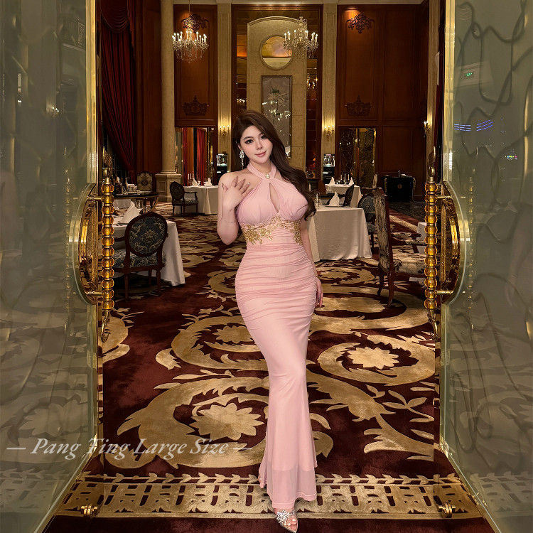 胖婷大码定制胖mm「娇娇尤物」夏季重工气质高级感挂脖鱼尾连衣裙,女装/女士精品,大码连衣裙,淘宝优惠券,粉丝福利购,淘宝优惠卷