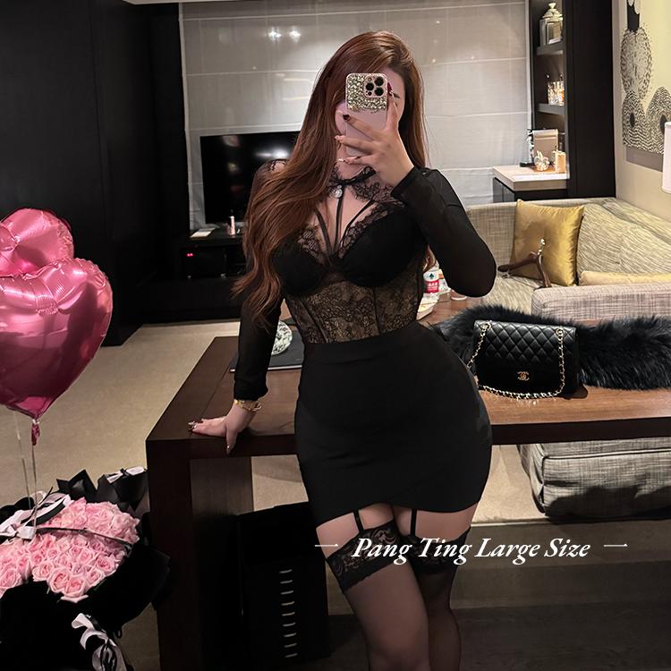 胖婷大码定制微胖mm「心动猎手」蕾丝花边钢圈挂脖设计感打底衫女