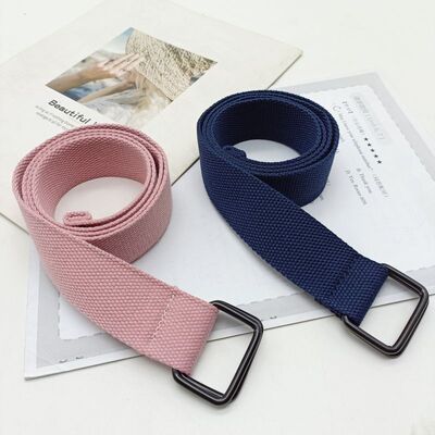 帆布腰带男女ins潮韩版纯色简约百搭裤带糖果色加长双环扣皮带