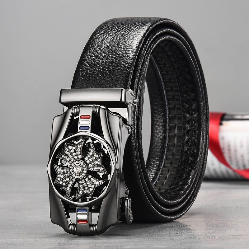 网红抖音时来运转皮带男士自动扣青中年裤带新款牛仔裤腰带潮