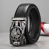 牛仔裤 带新款 腰带潮 自动扣青中年裤 网红抖音时来运转皮带男士