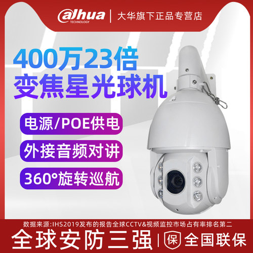 大华400万人脸检测POE变焦球机