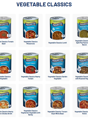 美国进口Progresso Soup西餐奶油蘑菇罗勒番茄扁豆蔬菜汤加热即食