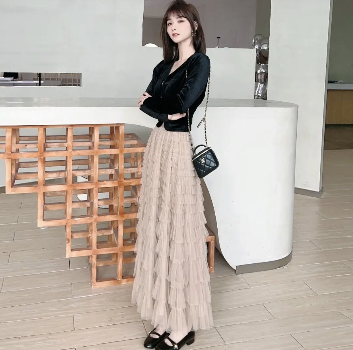 焦糖网纱裙千层蛋糕蓬蓬仙女裙女