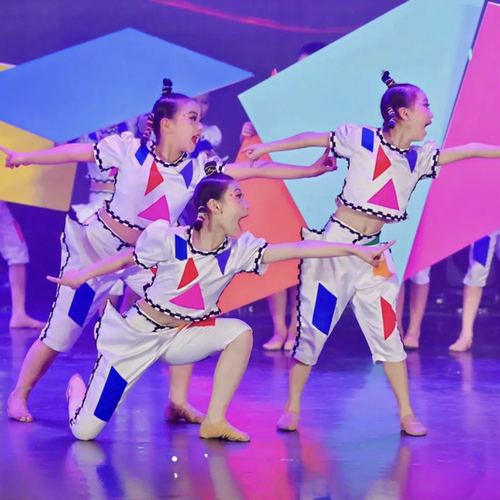艺术节七巧板拼拼乐儿童舞蹈演出服小荷风采积木巧拼筑梦服定制