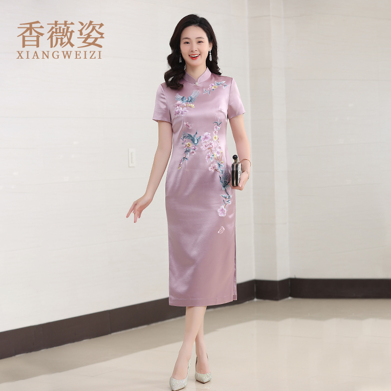 高端新中式旗袍2025新款夏季日常可穿聚会礼服成人礼夏季短袖裙子