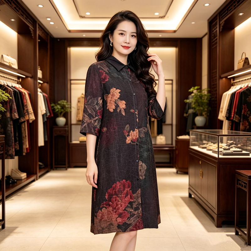 真丝香云纱衬衣妈妈女2026春夏高端气质中老年女装显瘦桑蚕丝衬衫