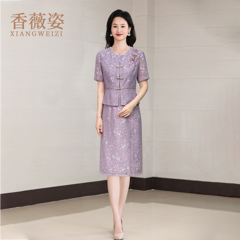 夏季高端喜婆婆婚宴装2025新款妈妈礼服轻奢高级感日常可穿连衣裙