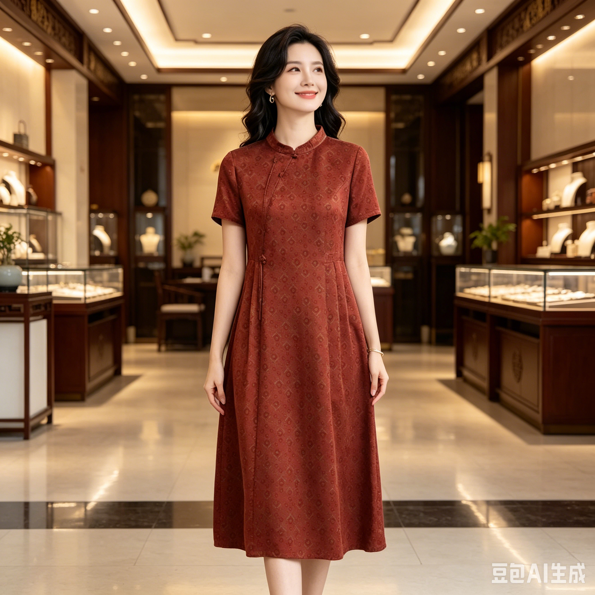 香云纱真丝连衣裙女夏夏季新中式旗袍妈妈婚宴装桑蚕丝喜婆婆裙子
