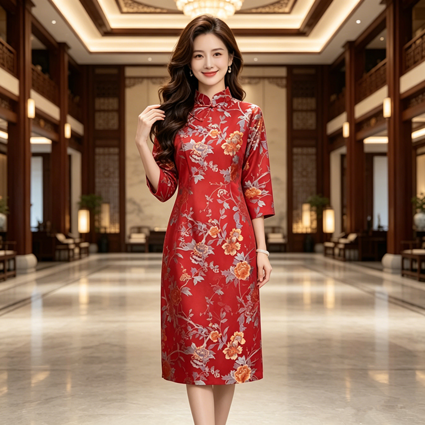 宋锦春秋旗袍喜妈妈婚宴礼服高端订婚2026春秋新中式喜婆婆婚宴装