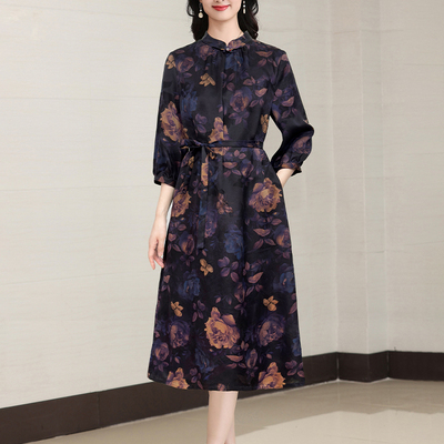 香薇姿桑蚕丝香云纱夏季连衣裙女