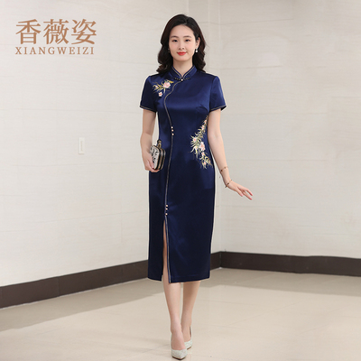 香薇姿中国风宴会旗袍刺绣高端