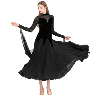 媚羽 时髦小暖炉！成人摩登舞连衣裙MY885丝绒国标舞练习服练功服