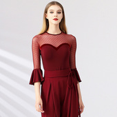 摩登舞国标舞拉丁舞广场舞上衣MY857华尔兹练习服 荷叶袖 媚羽 新款