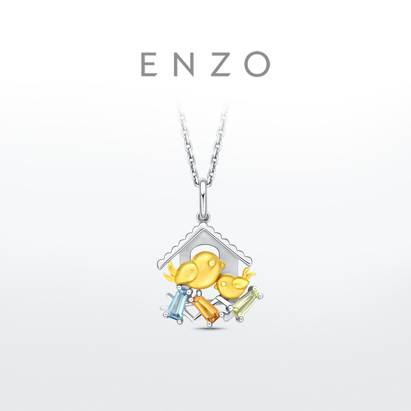 ENZO18K金多彩宝石吊坠
