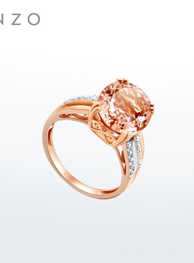新款ENZO「典雅系列」18K金摩根石钻石戒指女EZV6789节日礼物