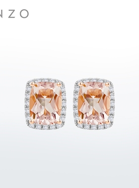 新款ENZO「典雅系列」18K金摩根石钻石耳钉气质女送礼新春礼物