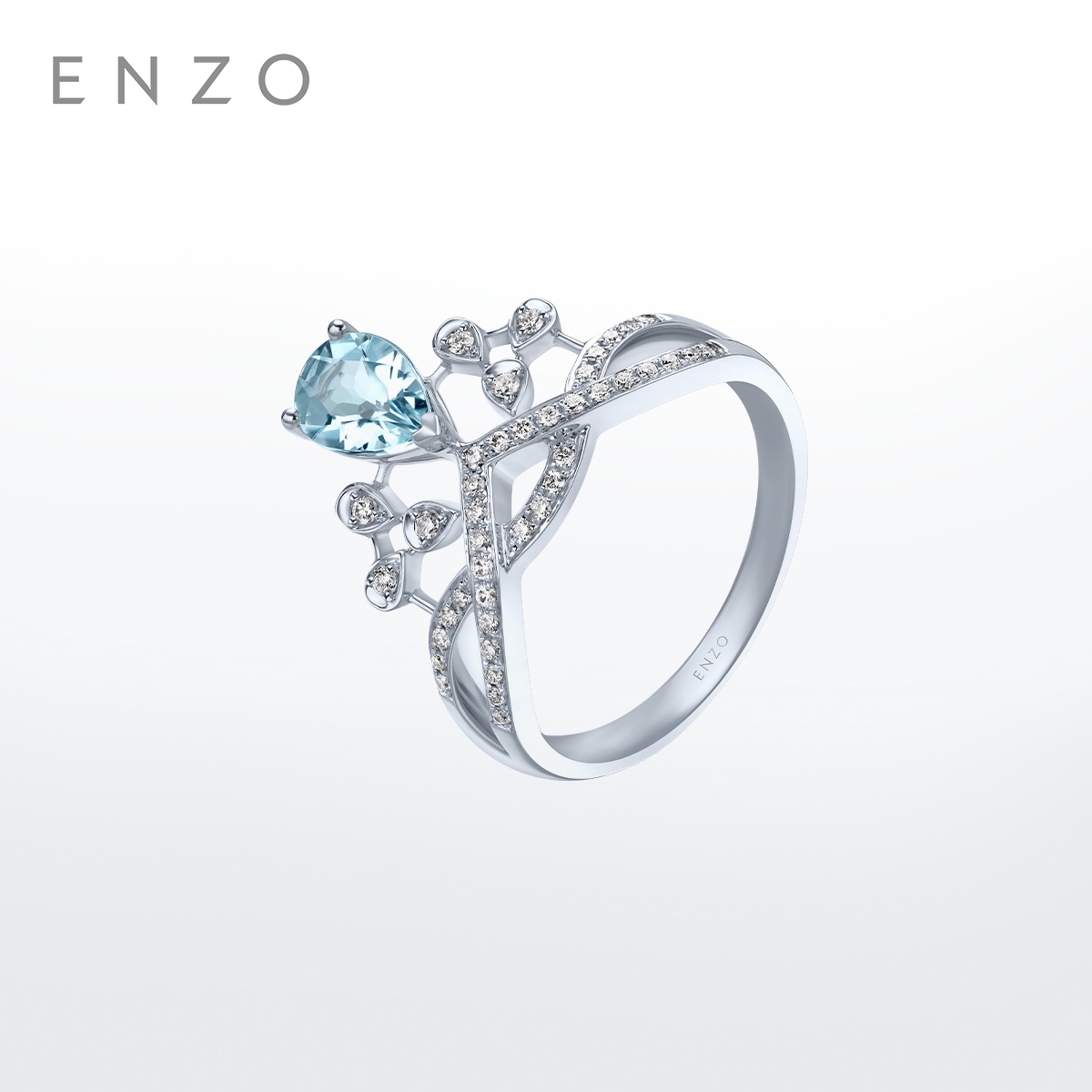 enzo18K金海蓝宝石钻石戒指