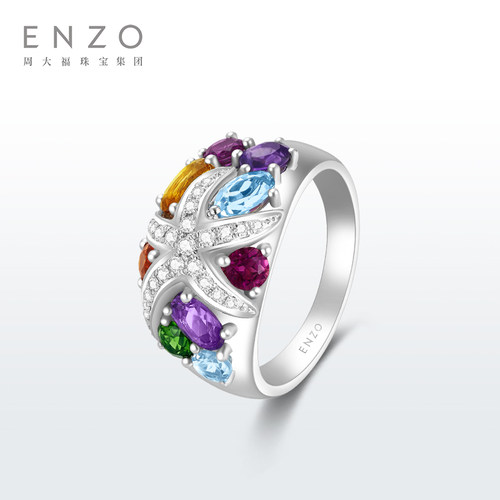 ENZO18K金多彩宝石钻石戒指