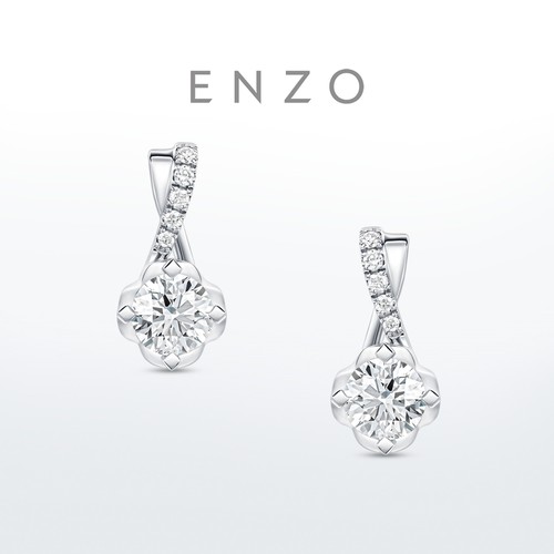 enzo18K金镶钻石耳钉女