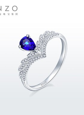 ENZO「商场同款」18K金皇冠蓝宝石钻石戒指女EZV8164新年礼物