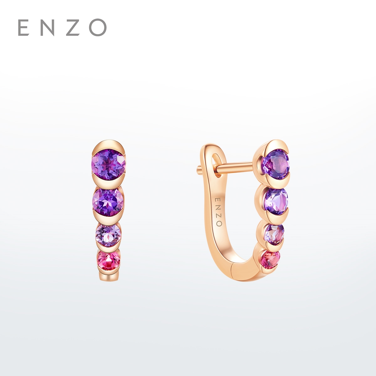 enzo18K金碧玺紫晶耳环