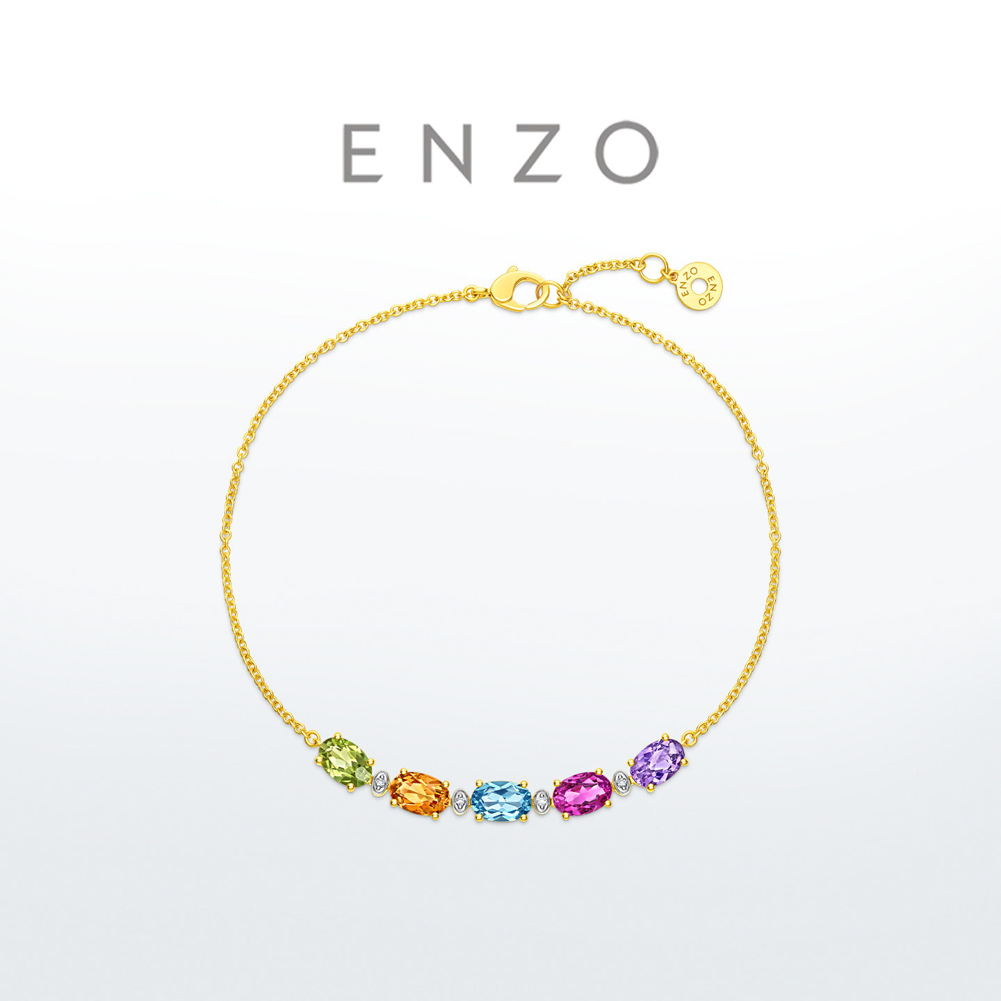 ENZO彩虹誓约多巴胺18K金多彩宝石钻石手链女EZV9161