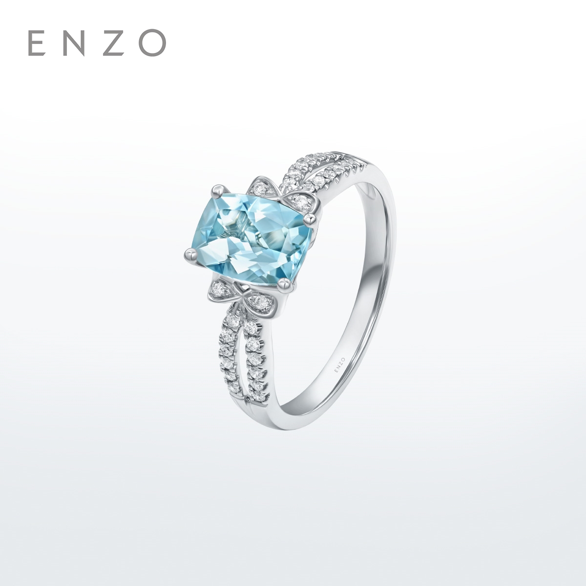 enzo18K金海蓝宝石钻石戒指