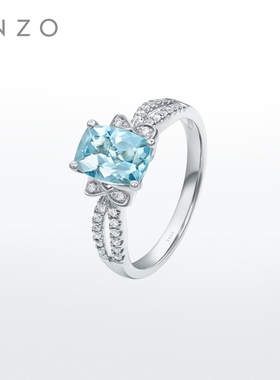 ENZO 海洋之心 18K金海蓝宝石钻石戒指女 EZV3545新年礼物