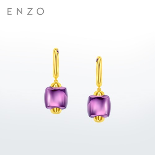 ENZO18K金典雅紫方糖紫晶耳环